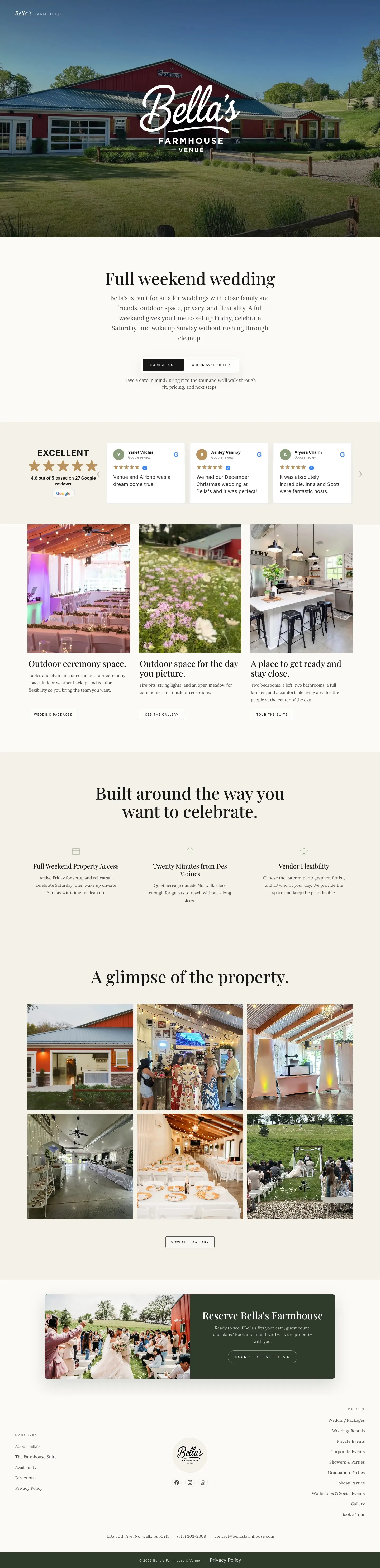 Bella’s Farmhouse website designed by Bostella